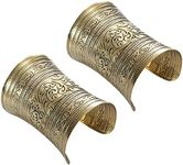 SONNYX 2 PCS Cuff Bracelets for Women Vintage Ethnic Wide Open Chunky Gold Silver Wrist Cuff Warp Bracelets for Cosplay or Belly Dance(WG)