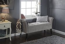 Balmoral Window Seat - Silver Chenille Fabric - Blanket Box Storage Ottoman