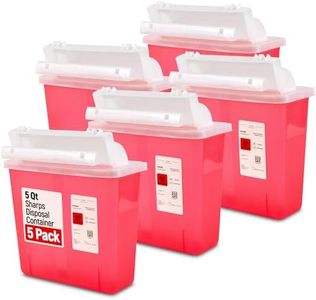 Medi-Bins 5 Qt Sharps Disposal Containers for Medical Waste Disposal (Box of 5) - Meets OSHA Standards - Translucent & Heavy-Duty Plastic - Biohazard Containers for Needles