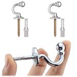 Tie Back Hooks for Curtains, 2 Pecs U Shaped Curtain Tieback Hooks Heavy Duty Metal Ball End Tie Back Hooks Curtain Hold Back Hooks Curtain Holder Tie Backs Screw in Keys Coat Hanger Hook