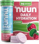 Nuun Hydration Vitamins Electrolyte Tablets, Strawberry Melon, 5 Essential Electrolytes for Hydration + Vitamin A, B6, C, D, E, with Magnesium, Vegan, Non-GMO, 8 Pack (96 Servings)