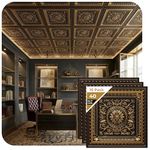 From Plain To Beautiful In Hours 223 La Scala 2' x 2' PVC Ceiling Tiles, Gold (Pack of 10)