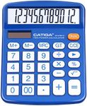 Desktop Calculator 12 Digit with Large LCD Display and Sensitive Button, Solar and Battery Dual Power, Standard Function for Office, Home, School, CD-2786 (Blue)