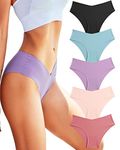 ROSYCORAL Women’s Seamless Underwear Soft Stretch Briefs Invisibles Hipster V Cut Cheeky No Show Bikini Panties 5 Pack XS-L (L)