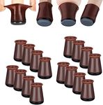 Aneaseit Chair Leg Sliders for Carpet - 1 1/8" x 16 pcs Dark Walnut - Silicone Heavy Duty Furniture Movers w/PTFE Bottom - Table Feet Covers Pads Protectors for Smooth Glides - Small