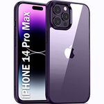 TheGiftKart Ultra-Hybrid Crystal Clear Back Cover Case For Iphone 14 Pro Max|Slim Fit Shockproof Design|Camera Protection Bump|Transparent Back Cover Case For Iphone 14 Pro Max (Tpu|Purple Bumper)