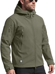 FREE SOLDIER Men's Outdoor Waterproof Soft Shell Hooded Military Tactical Jacket　(Green XXX-Large/US)