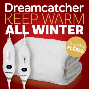 Dreamcatcher King Size Electric Blanket – Sherpa Fleece, 3 Heat Settings, Dual Controllers, Machine Washable