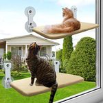 2 Pack Foldable Cat Window Perch, Cordless Cat Window Hammock Cat Window Bed Safety Window Sill Cat Perch for Indoor Cats Inside, Strong Suction Cup Large Cats Window Seat with Sturdy Metal Frame