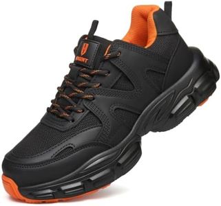 Steel Toe Shoes for Men Women, Orange Lining Work Shoes, Men 6 / Women 7.5