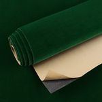 VEELIKE Self Adhesive Green Velvet Flock Liner Contact Paper for Jewelry Drawer Lining 15.7''x118'' Green Velvet Fabric Wallpaper Peel and Stick Felt Roll for Dresser Shelf Liners Cabinets Arts Crafts