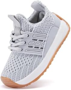 BMCiTYBM Toddler Walking Sneakers Boys Girls Shoes Breathable Non Slip Outdoor Running Grey Size 8 Toddler