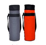 Marine Pearl Thermal 1L Bottle Cover Carrier Holder Sleeve with Adjustable Shoulder Handle & Zipper Closure (Set of 2, Grey & Orange)