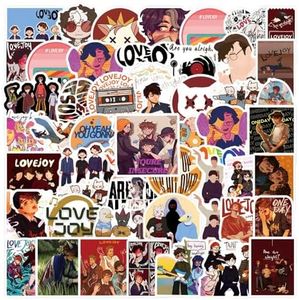 62Pcs Lovejoy Stickers Pack, Cute Cartoon Vinyl Waterproof Sticker Decals for Water Bottle, Laptop, Phone, Scrapbooking, Journaling Choice for Adults for Party Supply Decor