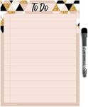 Dry Erase to Do List Vinyl Whiteboard Sticker Decal by Glassboard Studio | Removable & Reusable | Magnetic Fine-Tip Marker Included (9 x 12 inches, Rose & Gold)