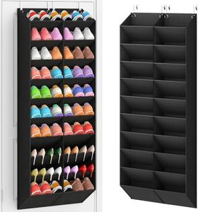 UVIAHOMI 20-30 Pairs Over the Door Shoe Organizer, Breathable Pockets Hanging Shoe Storage for Closet, 10-Tier Door Shoes Rack, Handing Shoes Holder Fit All the Family's Sneakers, Boots, Heels, Black