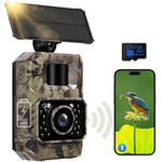 MAXDONE Wildlife Camera WiFi Bluetooth with APP, 48MP 30FPS Solar Trail Camera with Night Vision Activated Waterproof IP66, 0.1s Trigger Speed, Built-in Battery Rechargeable for Wildlife Monitoring