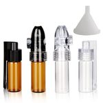 4 Piece Bottle Spice Powder Tool with Spoon,1.7 Inch Height Small Storage Bottle with Mini Funnel,Bottle Cap and Spoon Integrated Portable Storage Bottle for Outdoor Travel Kit