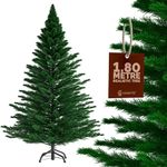 CASARIA® Green Artificial Realistic Christmas Tree With Luxury Noble Fir Leaves | 6ft Xmas Tree With Stand | Realistic Look | Fire Retardant | Quick & Easy Assembly | 180cm / 6ft