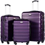 Coolife Luggage 3 Piece Set Suitcase Spinner Hardshell Lightweight TSA Lock, purple, 20in24in28in