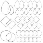 Hoop Jewelry Making,60PCS Earrings Beading Hoop for Jewelry Making Teardrop Square Circle Earring Making Supplies for DIY Crafts (60PCS White K)