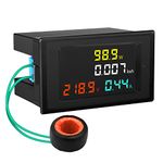 DROK Digital AC Multimeter Voltmeter Ammeter 80-300V 0-100A Watt Power Energy Meter 3000W, Voltage Ampere Active Power Energy Meter Monitor Color LCD Display