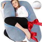 Chilling Home Pregnancy Pillows - U Shaped Maternity Pillow for Pregnant Women with Velvet Removable Cover - 55 inch Pregnancy Pillows for Sleeping - Body Pillows for Adults Full Support - Grey