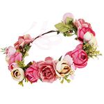 M Meinadily Flower Crown For Girls ,Flower Girl Headpiece, Flower Crowns For Women, Flower Headband Flower Garland, Artificial Flowers Floral Crown For Baby Shower Bachelorette Party Wedding Festival Accessories Photography