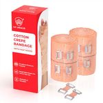 MY ARMOR Cotton Crepe Bandage for Wound, 8cm X 4mt, Pain Relief Garam Patti for Hand, Leg, Wrist, Knee, Ankle, Thigh etc. for Injury & Muscle Compression, with 2 Extra Clips, Pack of 2