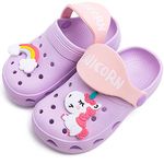 eccbox Kids Unicorn Clogs Girls Boys Cute Cartoon Slides Sandals Lightweight Garden Shoes Slip on Water Shoe for Toddler Little Kids Summer Beach Pool Slippers (Purple Unicorn, Numeric_12)