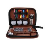 DEWIN Golf Organiser, Brown Leather, for Male Golfers Multifunctional Tool Kit