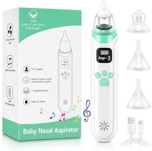 Baby Nasal Aspirator Electric, 3 Types Adjustable Gear, Includes 3 Soft Silicone Tips, Soothing Music & LED Lights, Ideal for Newborns Infants and Toddlers Up to 12 Years (Baby Nasal Aspirator)