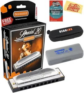 Hohner Special 20 Harmonica - Key of C Bundle with Zip Case, Instructional Manual, and Austin Bazaar Polishing Cloth