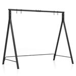 Tangkula Metal Swing Frame, Porch Swing Stand with Extra Side Bars, 5 Hanging Rings, Heavy Duty Swing Frame Outdoor for Swing, Hammock, A-Frame Swing Stand Frame Outdoor for Lawn, Garden, Backyard