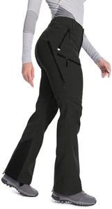 Moosehill Women's-Snow-Ski-Pants Fleece lined Waterproof Insulated Softshell Thermal Warm for Winter Snowboarding Outdoor Hiking with 4 Zippered Pockets (Black, 4 Short)