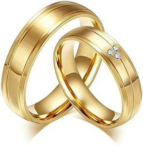 Daesar Or Plaqué Cubique Zircone Anneaux pour Femmes Et Hommes Bague 6MM Gravé Gravé Femmes 59 & Hommes 61.5