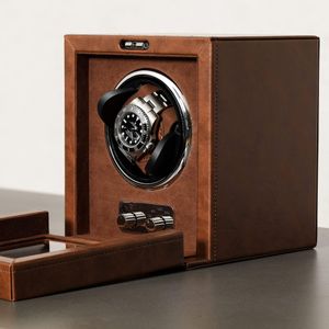ROTHWELL Single Watch Winder – Tan Leather Display Case