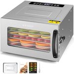 6 Trays Food Dehydrator, All Stainless Steel Dehydrator Raw Food & Jerky Fruit,400W Preserve Food Nutrition Professional Household Vegetable Dryer, with 0~24 Hours Digital Timer