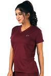 DECISIVE Fitness Gym, Sports, V-Neck Yoga T-Shirt for Women & Girls (Small(28" to 30" Chest), Maroon-Melange)