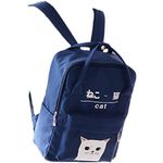 Women Girls Japanese And Korean Style Bags Kawaii Cat Canvas Backpack, Deep Blue, One Size, Traveling