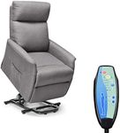Giantex Power Lift Massage Recliner Chair for Elderly, Soft Fabric Sofa Chair, Heavy Padded Cushion, Remote Control, Home Theater Seating, Leisure Lounge w/Side Pocket, Living Room Office (Brown)