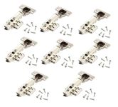 ALLmeter 8pcs Cupboard Cabinet Hinges Soft Close Full Overlay Hinges 110 Degree 35mm Kitchen Cabinet Cupboard Door Hinge Slow Shut Clip-on Plate Hinges with Screws for Kitchen cupboards