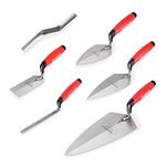 Goldblatt 6PCS Masonry Hand Tool Set - 11" x 5-1/2" Philadelphia Brick Trowel, 2PC Pointing Trowel, 5" x 2" Margin Trowel, 1/2" Tuck Pointing Trowel, 5/8” x 1/2” Convex Brick Jointer