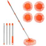 59 In Adjustable Cleaning Mop, Globalstore 180° Rotatable Mops for Floor Cleaning with 4 Reusable Heads, Cleaning mop for floor Mop for Homework Like Floor Door Window Ceiling and Bathroom Cleaning (Orange)