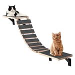 Purife Handcrafted Wood Cat Wall Suspension Bridge - Wall Mounted Cat Shelves, Cat Floating Steps, Cat Wall Perch, Cat Climber Ladder Tree Shelf, Cat Wall Furniture Cat Hammock Bed