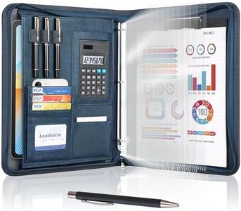 Leathario Portfolio Binder, 3-Ring Folder Organizer, Includes 5 Sheet Protectors and a Pen, Vegan Leather A4 Padfolio for Tablets, Business Conferences Professional Document Organizer, Office Supplies