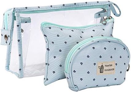 Bolsas de Cosméticos Mujer Bolsa de Maquillaje de Tocador Transparente para Viajes, 3PCS Estuche Organizador de Belleza de Plástico Impermeable para Vacaciones, Azul