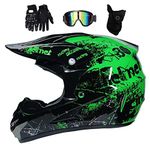 Youth Kid Motocross Helmet, Motorcycle ATV Off-Road Crash Helmet Full Face Helmet, Motocross Offroad Street Dirt Bike BMX MX Helmet, with Goggles Mask Gloves