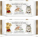 GIOVANNI Multipurpose Pet Wipes, Pack of 75 – Oatmeal & Coconut Helps Neutralizes Odors (Pack of 2)