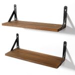 AGM Wall Mounted Shelves Set of 2, Rustic Dark Wood Wall Floating Shelves for Bedroom, Living Room, Kitchen, Laundry Room Storage & Decoration-Dark Brown